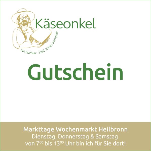 Gutschein zum Einloesen beim Kaeseonkel.